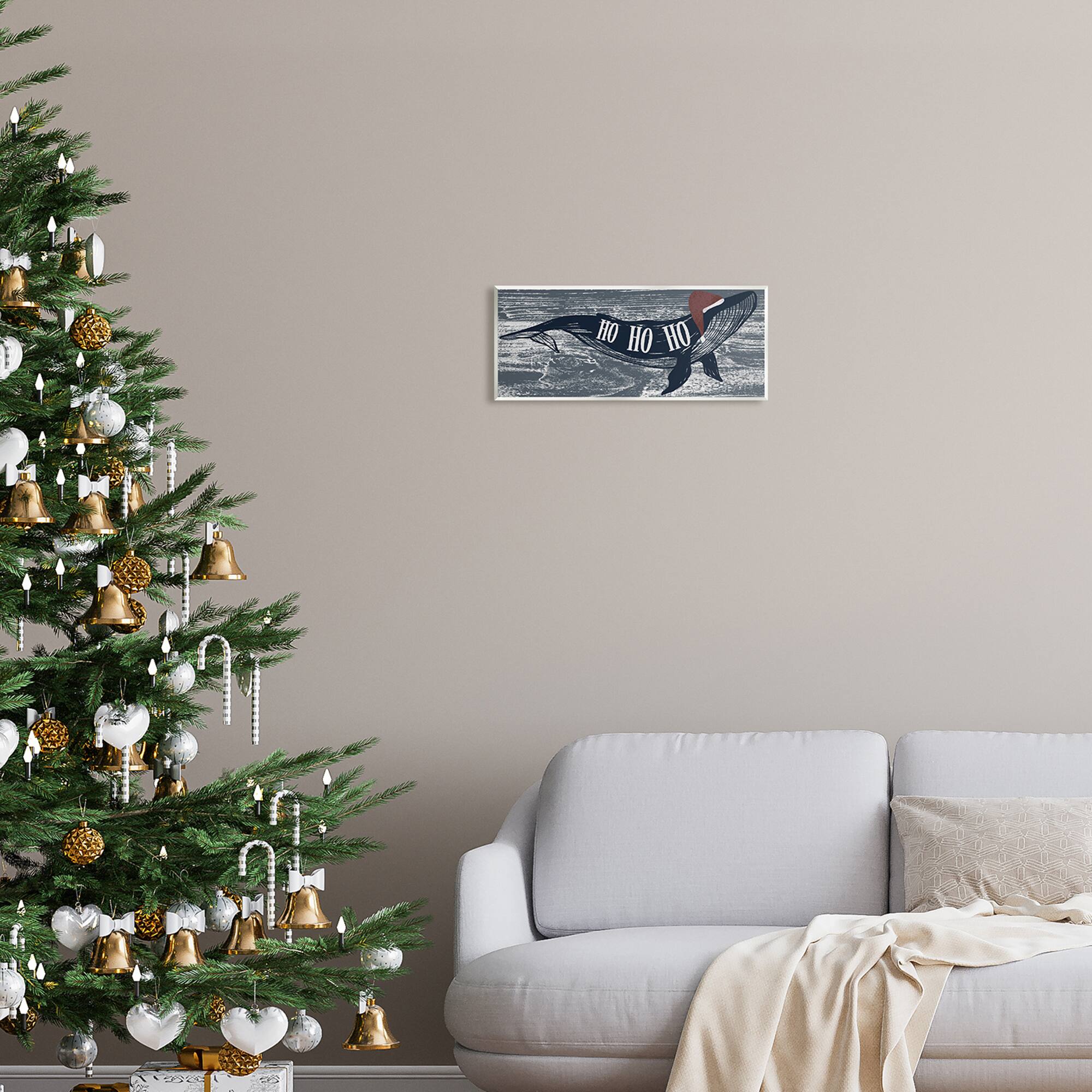 Stupell Industries Ho Ho Ho Christmas Santa Whale Wall Plaque Art